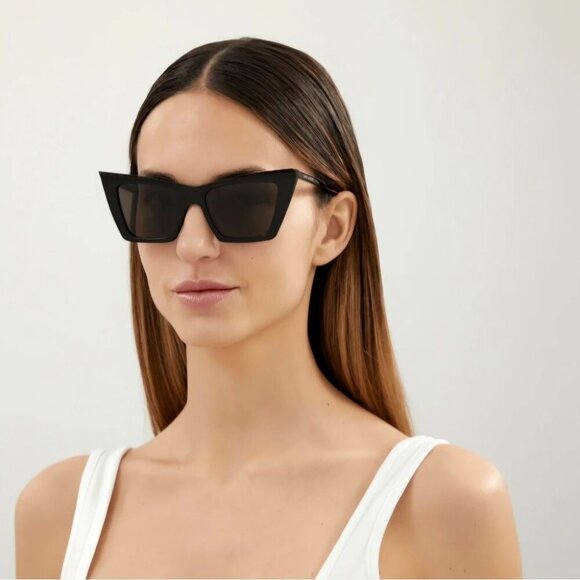 Saint Laurent Women's Sunglasses Black Cateye SL 372 001 54mm 54-16-145 - Picture 8 of 15